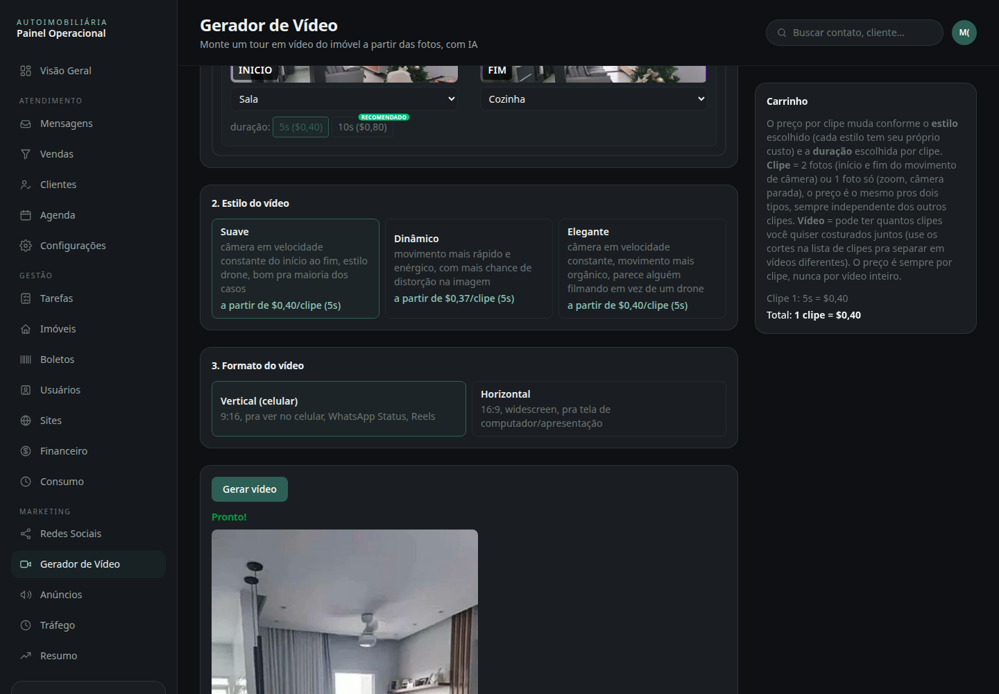 Vídeo pronto, com reprodutor e download