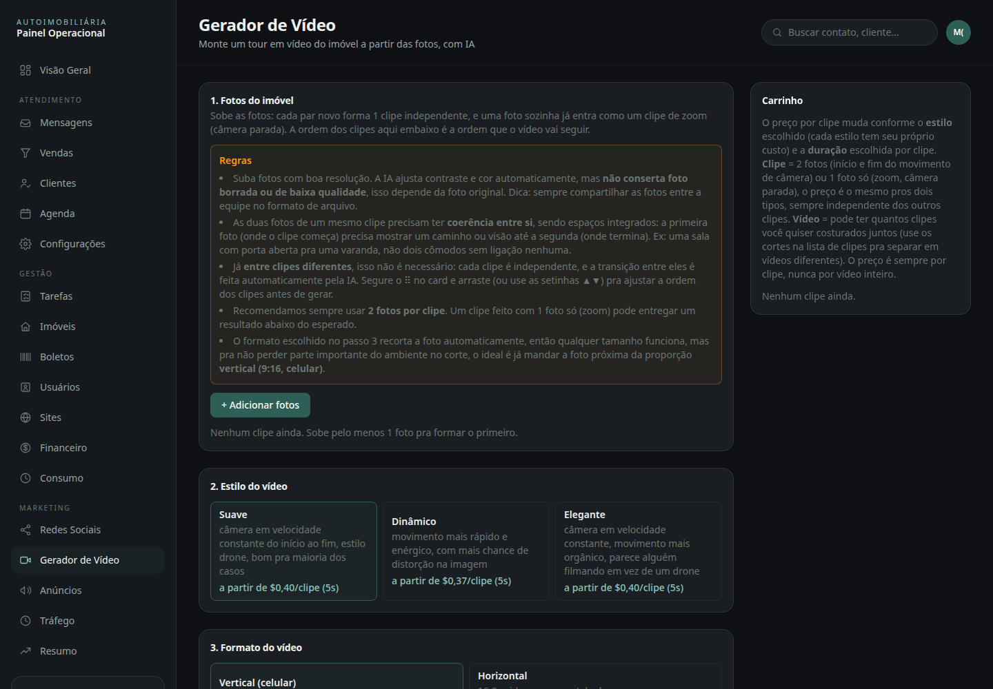 Formulário do Gerador de Vídeo